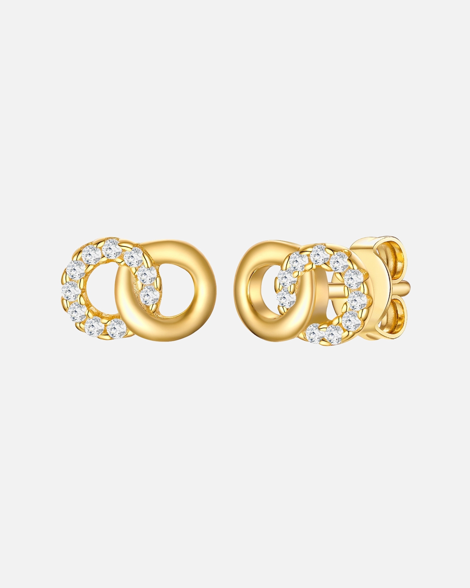 Ohrringe für Weiblich Rafaela Donata Ohrstecker Kreise Sterling Silber Zirkonia in Silber Gold