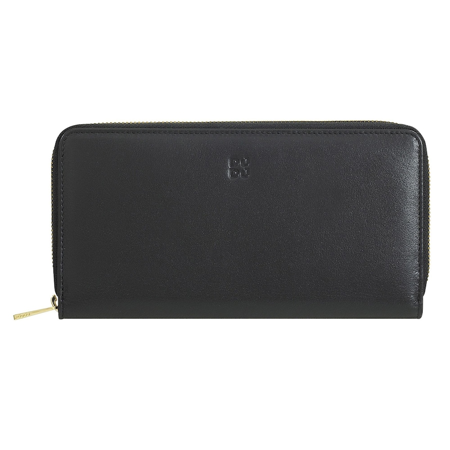 DuDu Geldbörse RFID Schutz Leder 20 cm black-lavander Schwarz Damen