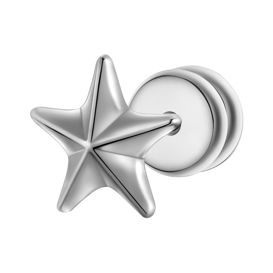 True Rebels Ohrstecker Stern aus Edelstahl in Silber 7,5 mm Herren