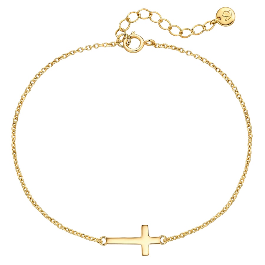 Glanzstücke München Armband Kreuz aus Sterling Silber in gelbgold 17,0 cm Basislänge + 3,0 Verlängerung Damen