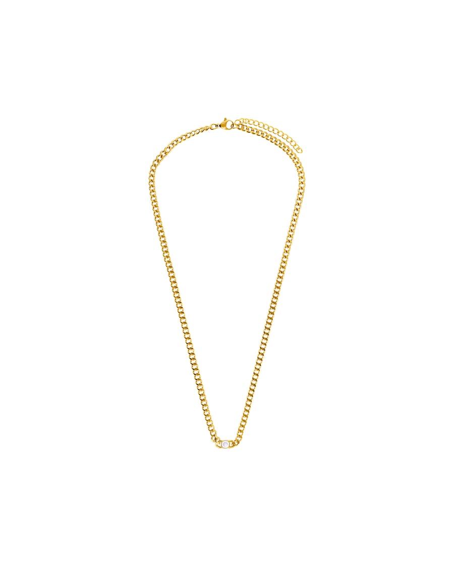 Lucardi Halskette Stahl 47 cm - Gelbgold legiert Gold Damen