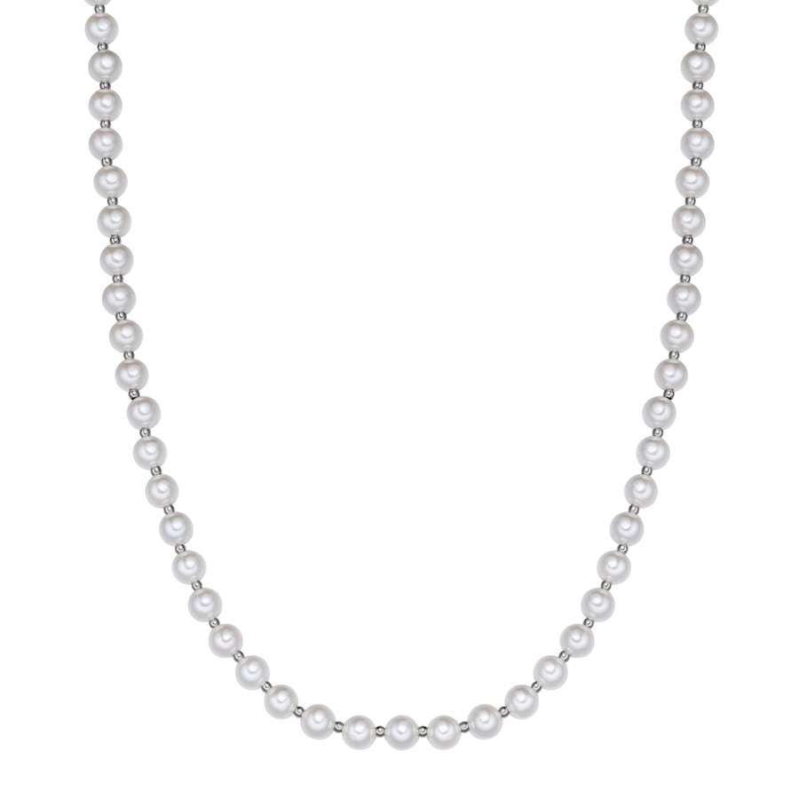 True Rebels Halskette aus Edelstahl in silber mit Muschelkernperle 50,0 cm Basiskette + 5,0 Verlängerung Herren