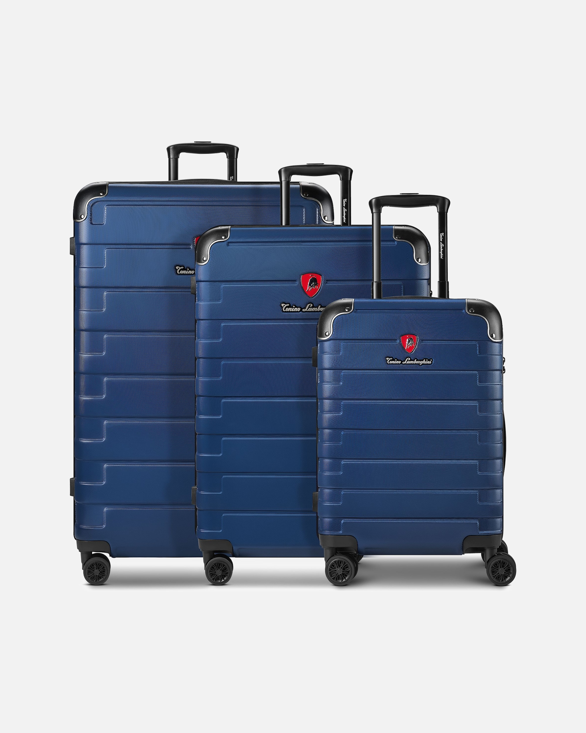 Koffer für Männlich Tonino Lamborghini Milano 4 Rollen Kofferset 3-teilig mit Dehnfalte navy