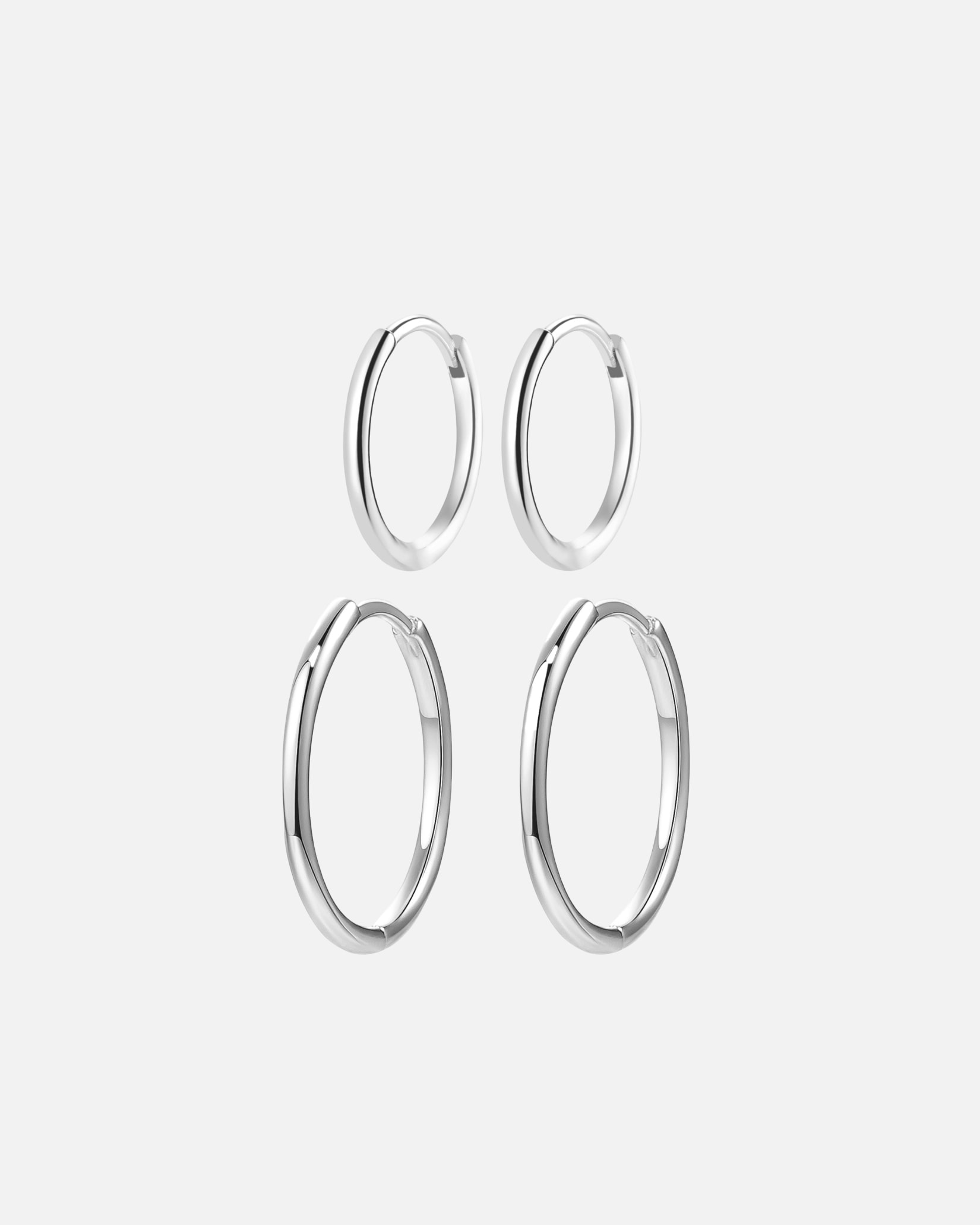 Creolen für Weiblich Hey Happiness Default Brand Line Slim Creolen-Set 2-teilig 925 Sterlingsilber – Schmale Hoops Silber