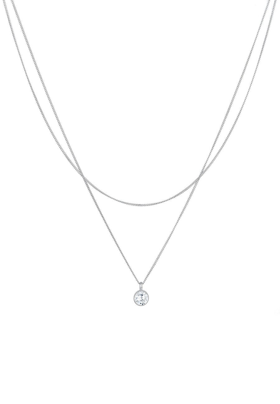 Elli 2-lagig Layer Zirkonia Solitär 925 Silber silberfarben Damen