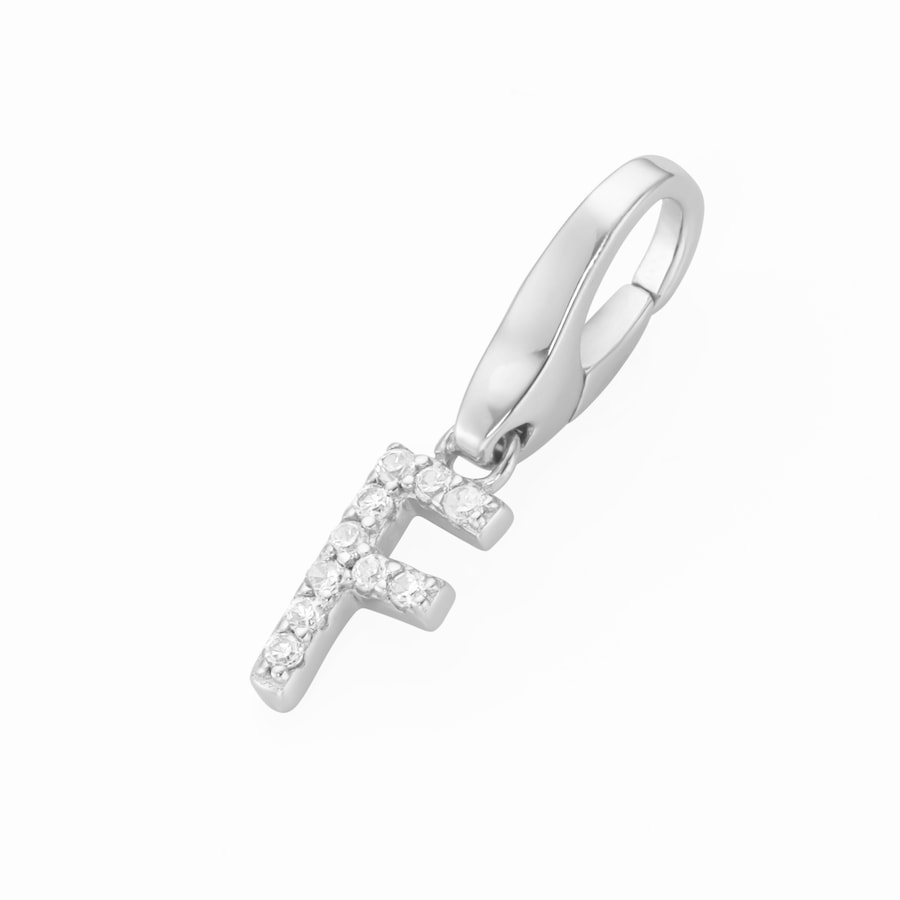 Giorgio Martello Milano Charm Buchstabe F, Zirkonia Steine, Silber 925 Onesize Weiss Damen