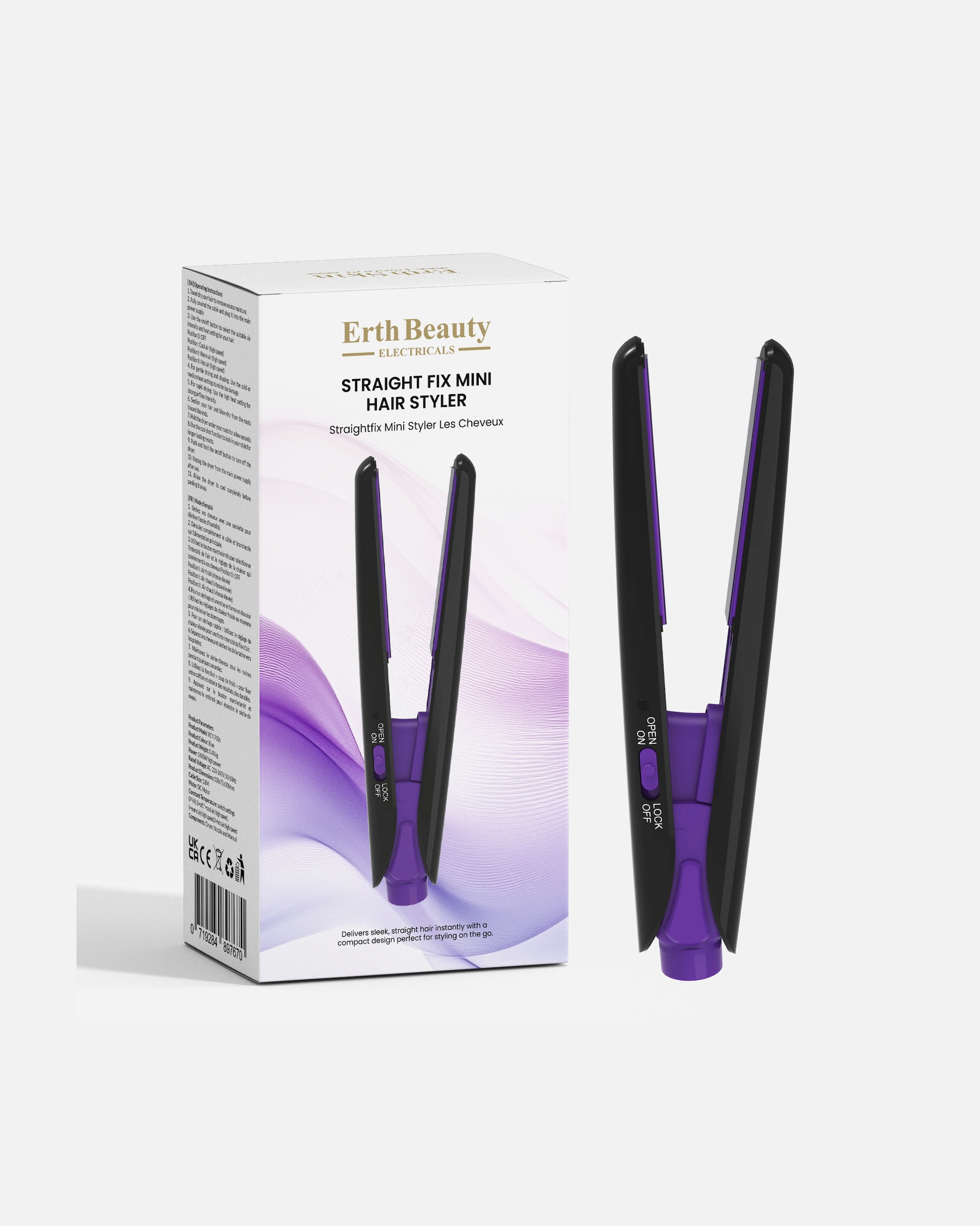 Glätteisen für Unisex ErthSkin London Straight Fix Mini Haarstyler Schwarz Each