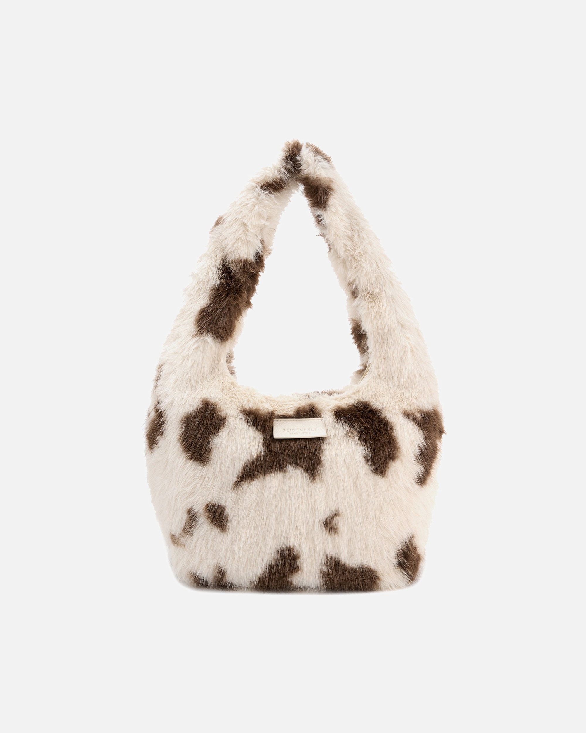 Tasche für Weiblich Seidenfelt Letje Schultertasche cow white & brown
