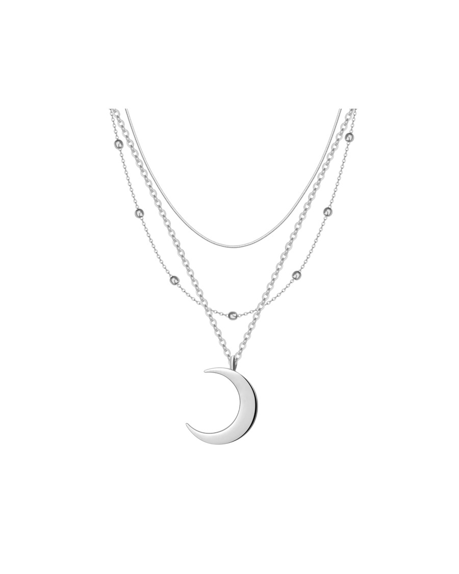 Hey Happiness Layered Ketten-Set 3-reihig Edelstahl Silber Damen