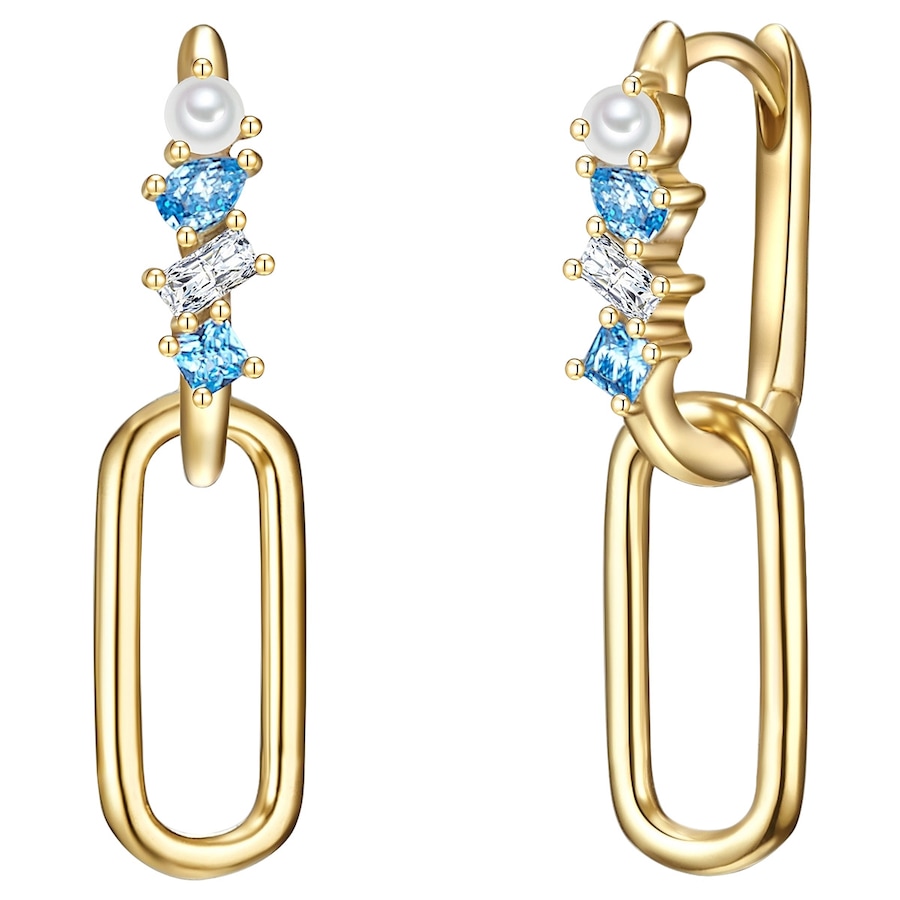 Glanzstücke München Ohrhänger Sterling Silber Zirkonia Süßwasser-Zuchtperle in Gelbgold 25,0 mm Damen