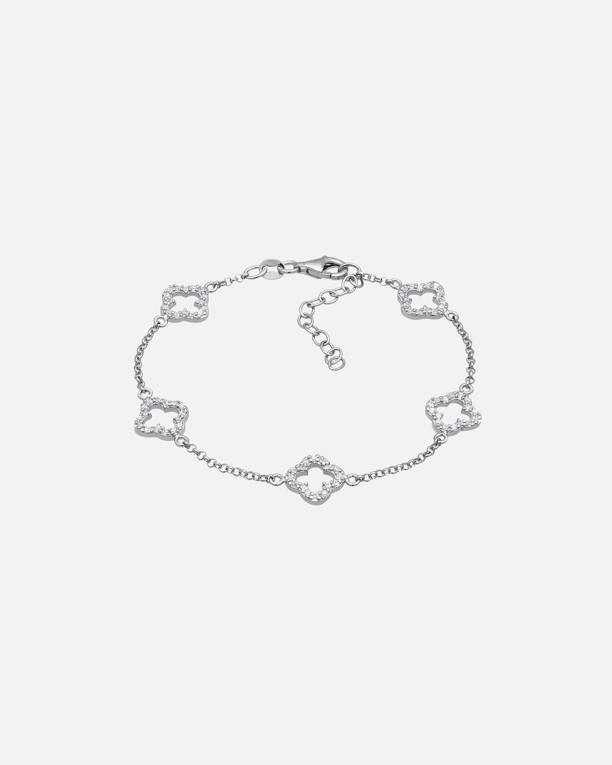 Armband für Weiblich Elli Kleeblatt mit Zirkonia Weiß 925 Sterling Silber silberfarben
