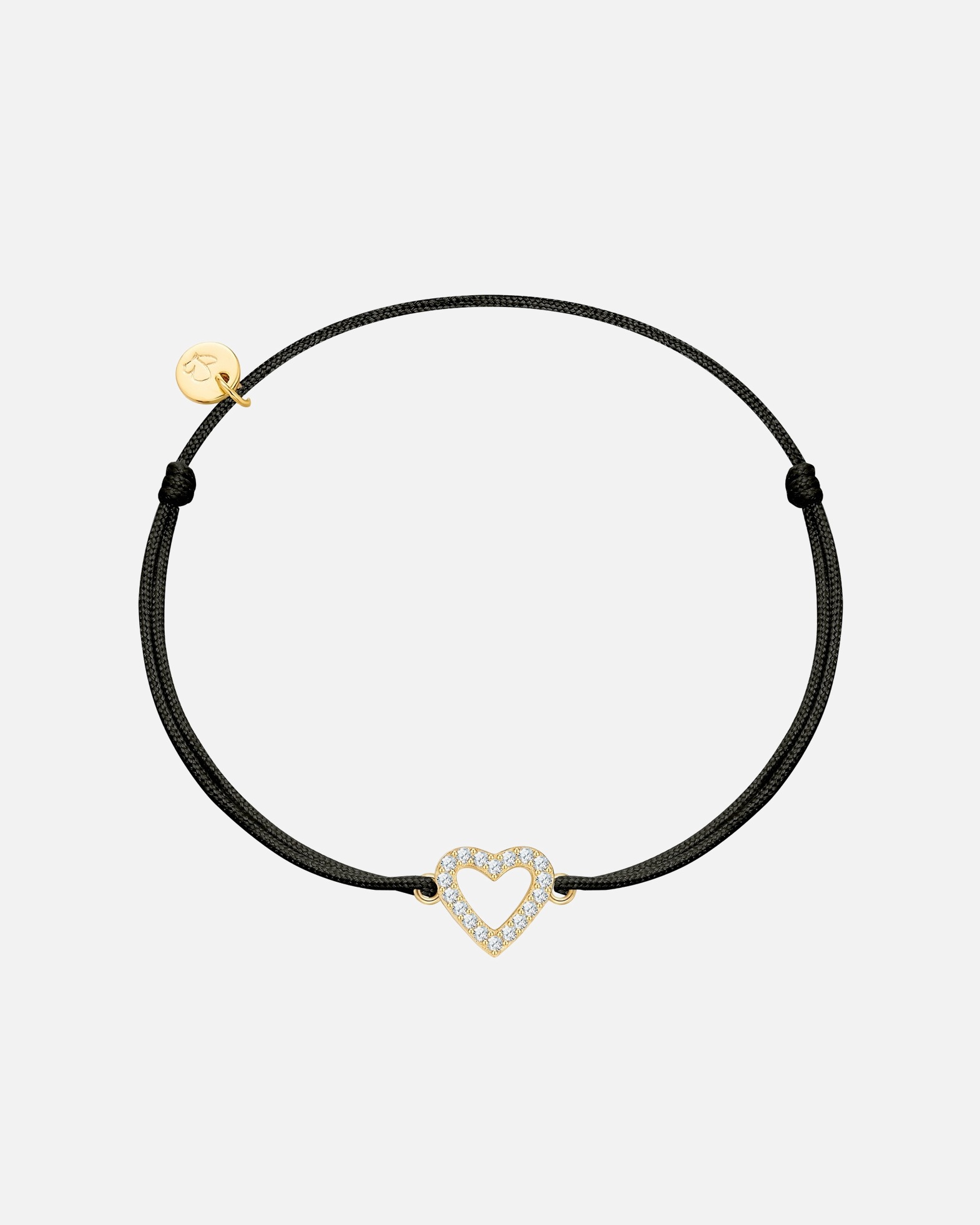 Armband für Weiblich Glanzstücke München Armband Herz aus Textil und Sterling Silber in Gelbgold mit Zirkonia 15,0 - 22,0 cm, flexibel einstellbar