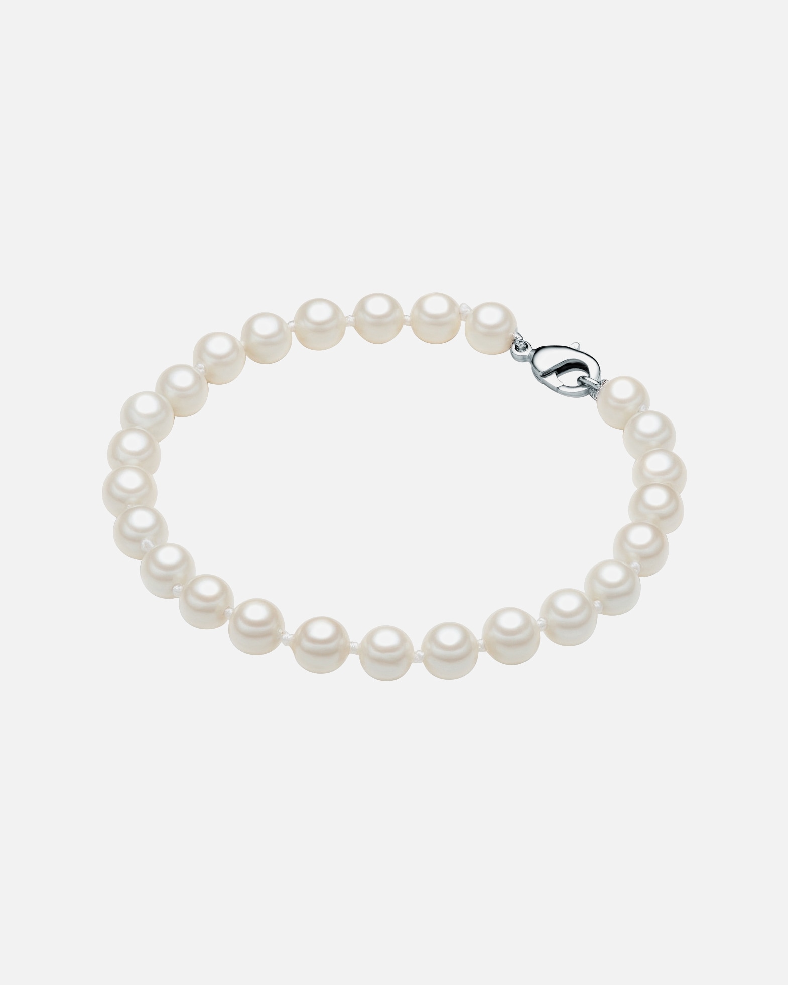 Armband für Weiblich Rafaela Donata Perlen-Armband Sterling Silber Muschelkernperle in Silber 17 cm