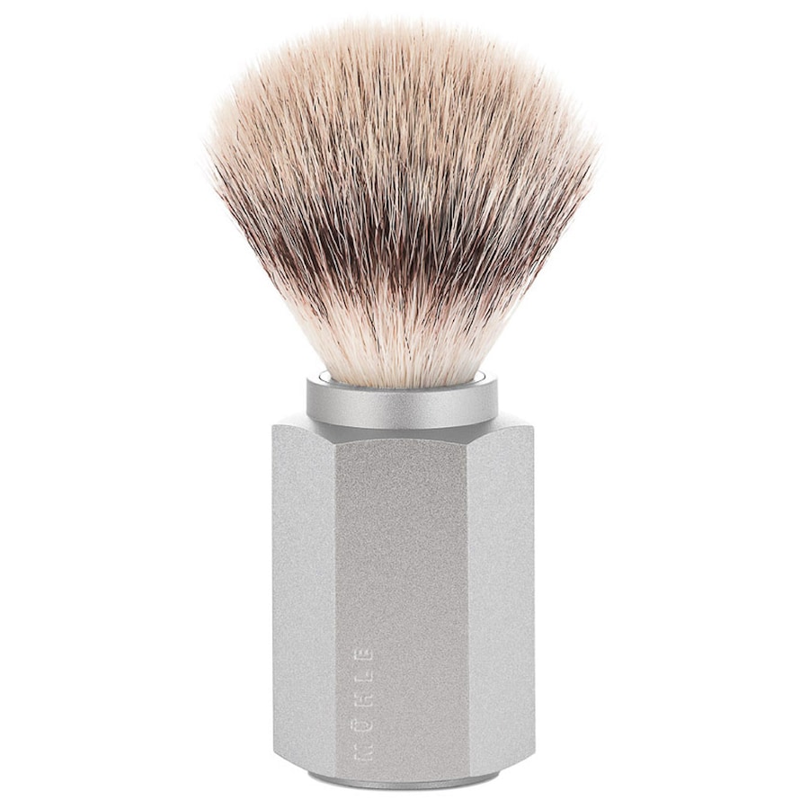 Mühle HEXAGON Silvertip Fibre Rasierpinsel, Griffmaterial Aluminium eloxiert, silber Herren