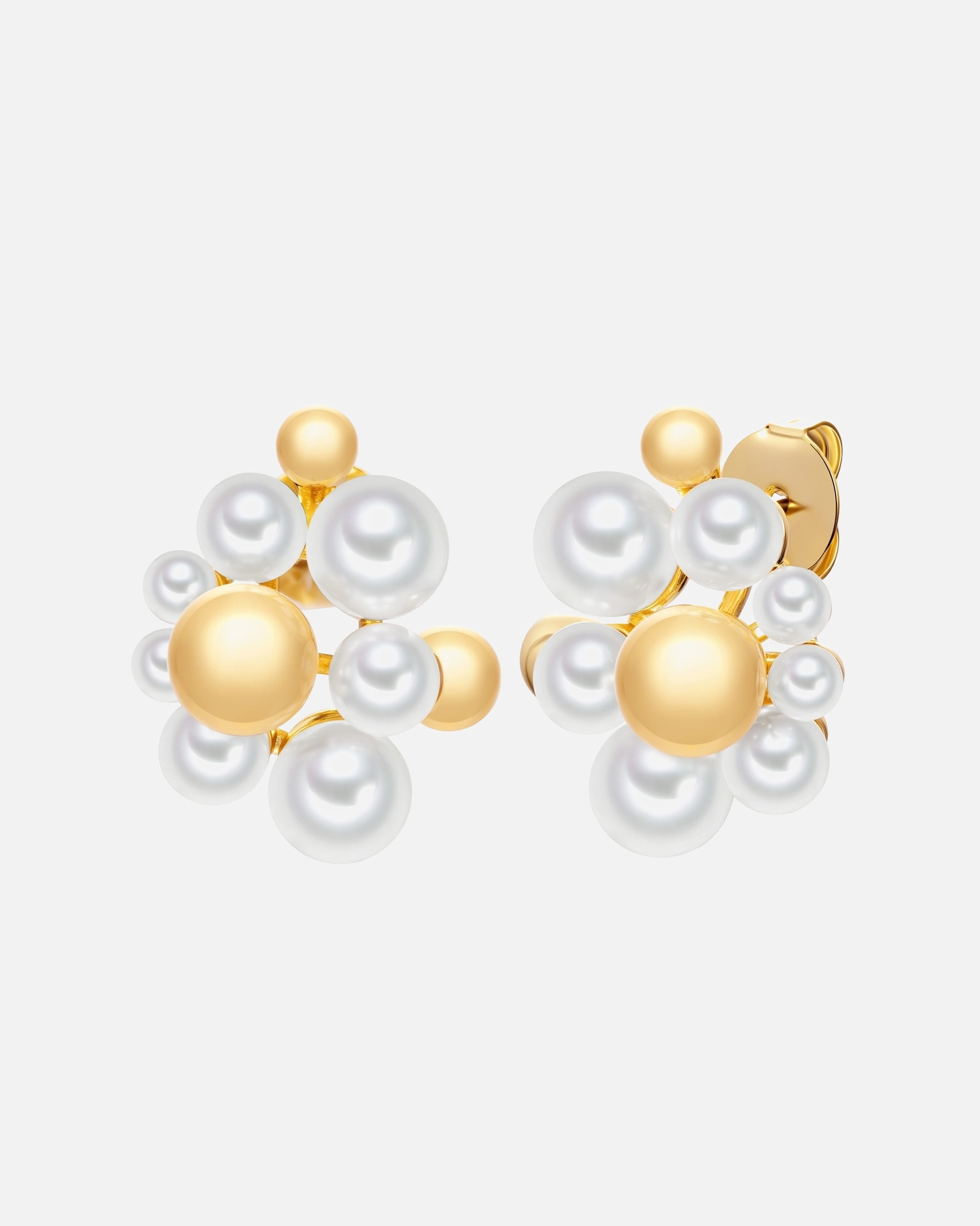 Ohrringe für Weiblich Lulu & Jane Perlen-Ohrstecker aus Metall-Legierung in gelbgold mit Perle (synth.) 24,5 mm