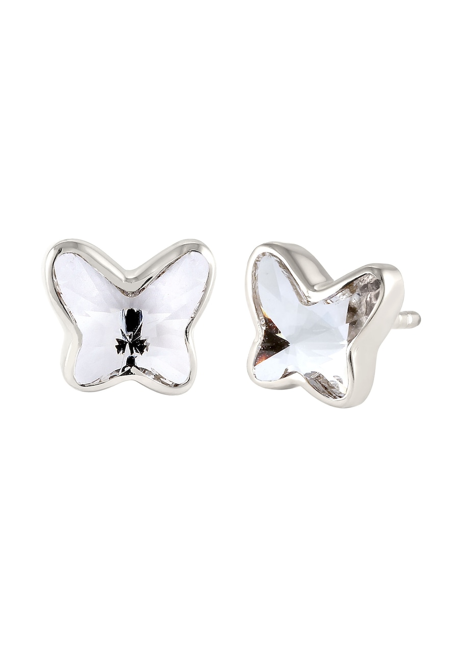 Elli Ohrstecker Schmetterling Weiß 925 Sterling Silber, mit Kristallen von Swarovski silberfarben Damen