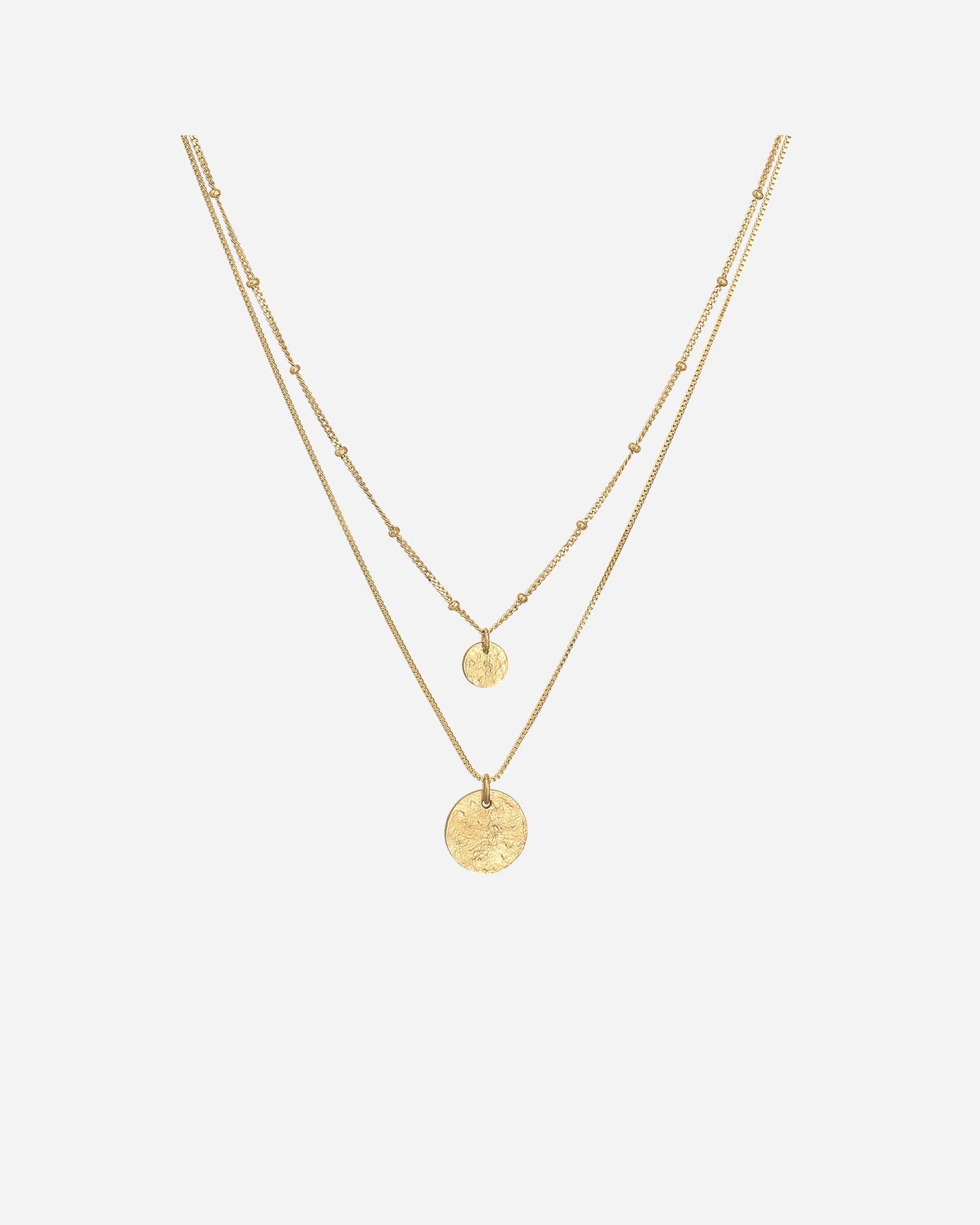 Halskette für Weiblich Elli Basic Layer Kugelkette Plättchen 925 Silber goldfarben