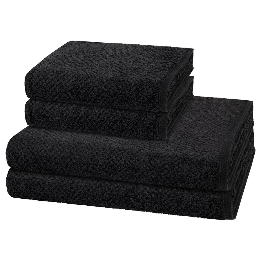 Cawö Handtuch-Set Pure (4-teilig) Basalt Schwarz