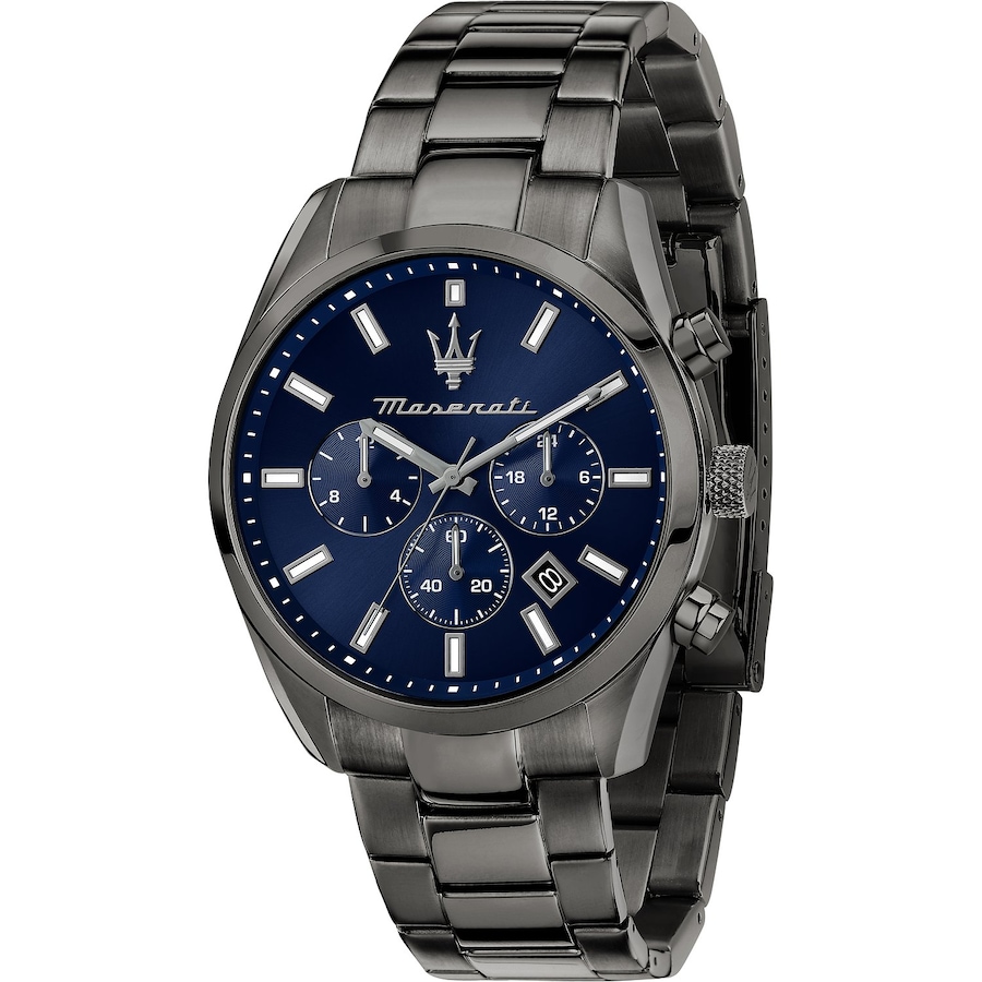 Maserati Herrenuhr Edelstahl, Edelstahl blau Herren