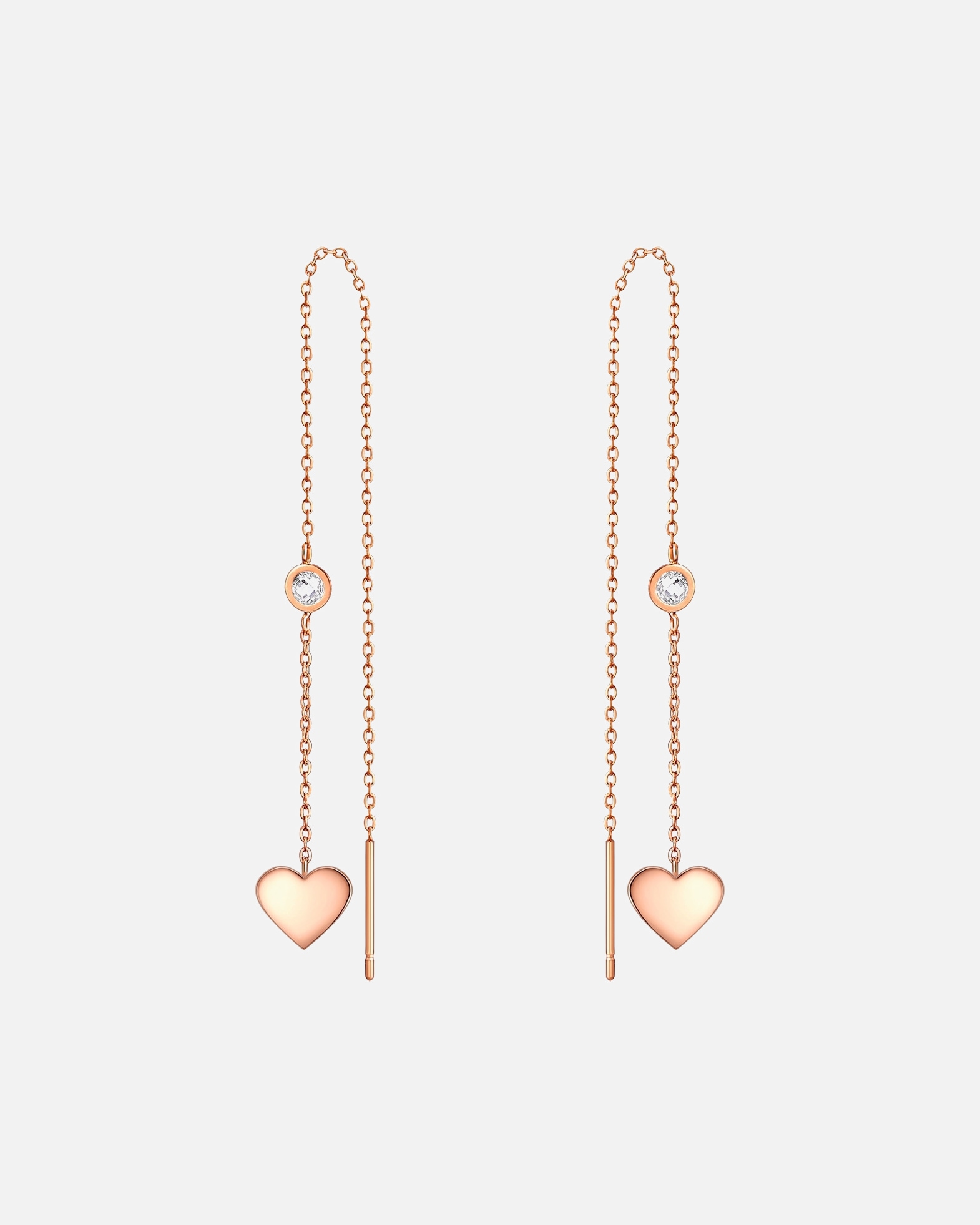 Ohrringe für Weiblich Eastside Ohrhänger Herz Edelstahl Preciosa in Roségold 62,0 mm