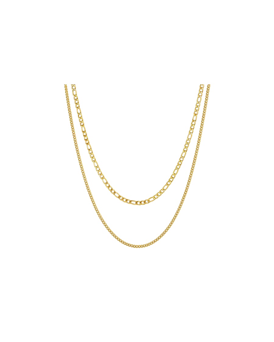 Hey Happiness Wasserfeste Herren-Kette aus Edelstahl – Doppelreihig Gold Hellbraun Herren