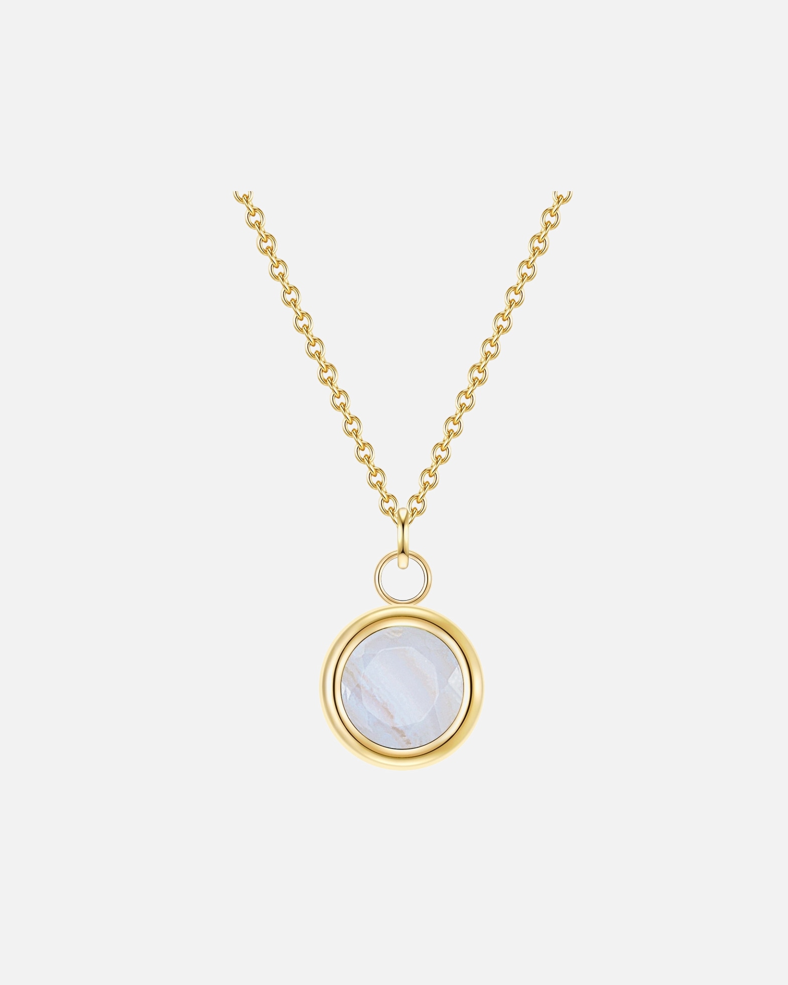 Halskette für Weiblich Glanzstücke München Halskette Sterling Silber Streifenchalcedon in Gelbgold 40,0 cm Basiskette + 5,0 cm Verlängerung