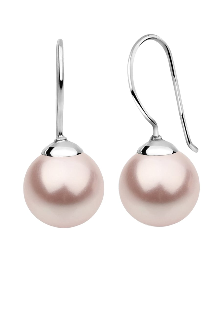 Nenalina Ohrhänger Synthetische Perle 925 Silber Rosa Damen