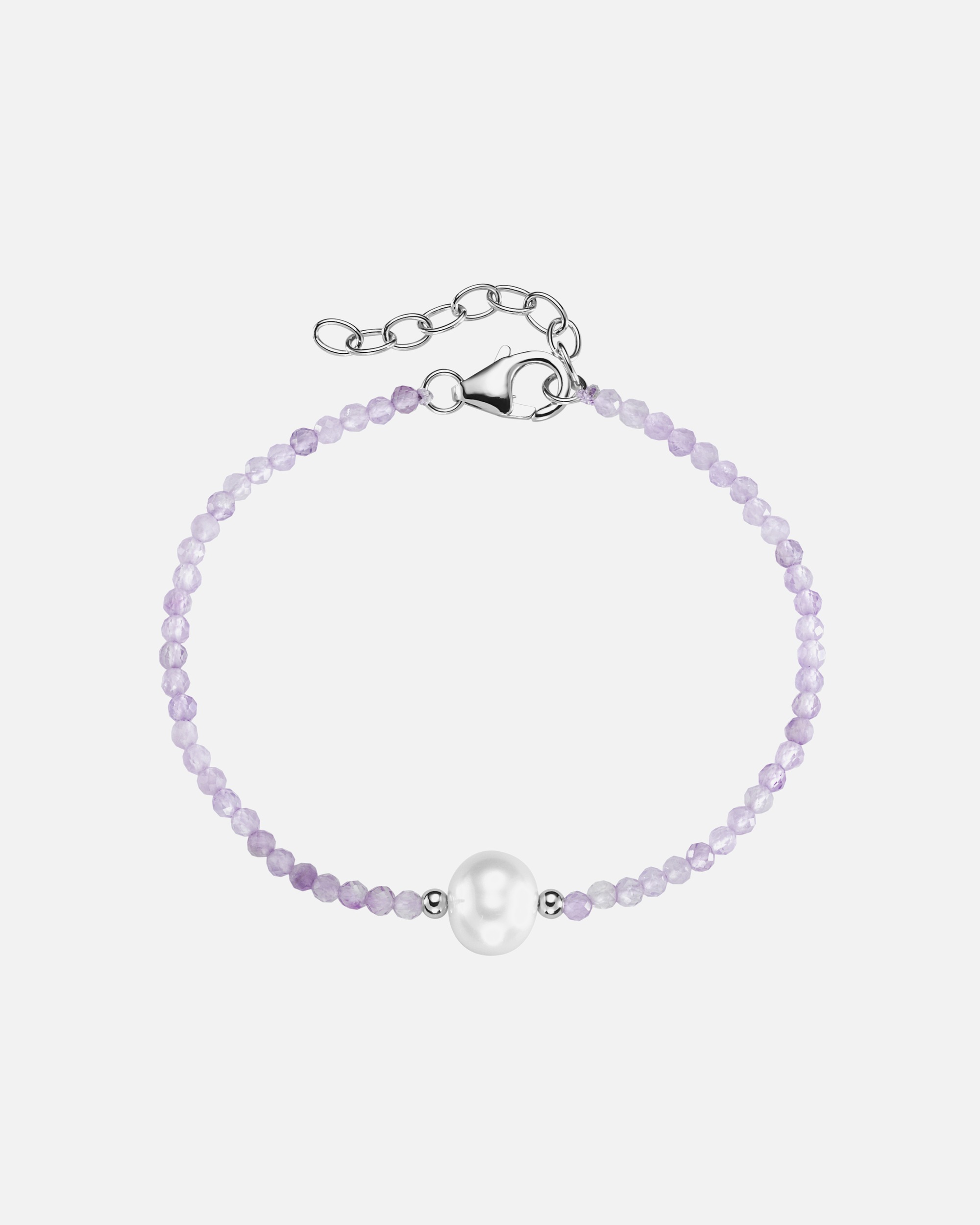 Armband für Unisex Smart Jewel Armband mit Stein-Kugeln + Muschelkern-Perle, Silber 925 Lila