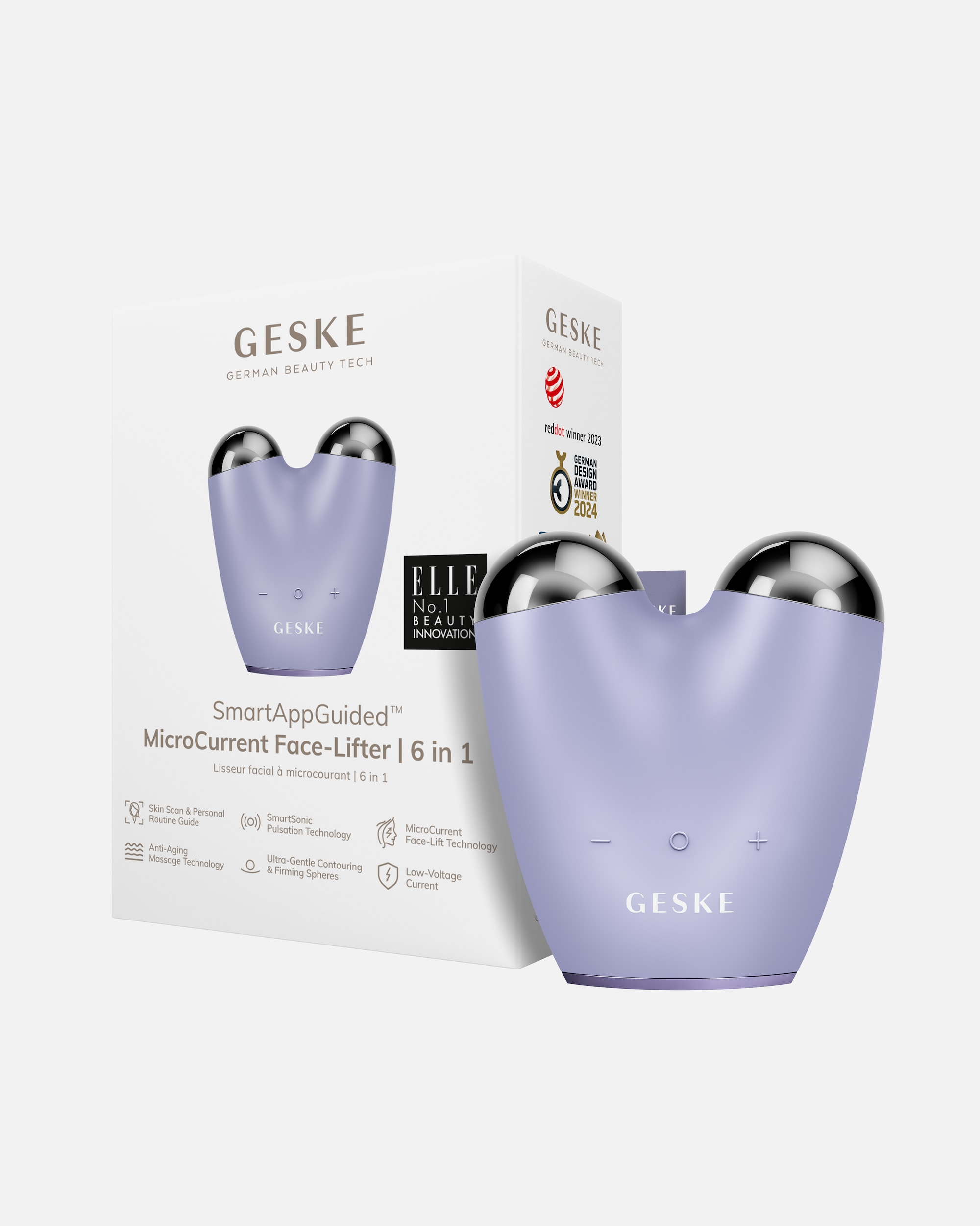 Multifunktionsgerät für Unisex Geske SmartAppGuided™ MicroCurrent Face-Lifter | 6 in 1 Purple