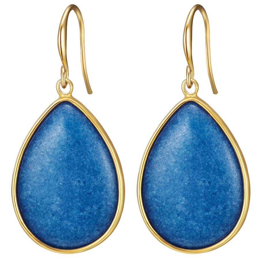 Lulu & Jane Ohrhänger Messing Naturstein in Gelbgold 41,2 mm Damen