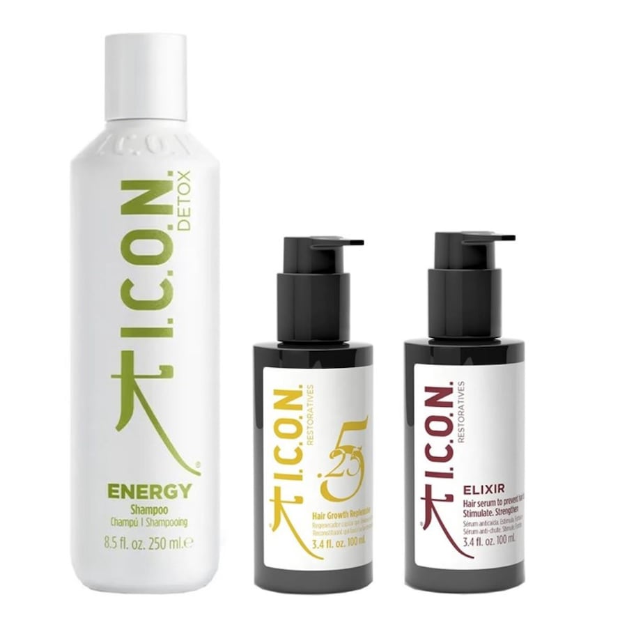 ICON ENERGY Shampoo + 5.25 HAIR GROWTH REPLENISHER ELIXIR Set Damen