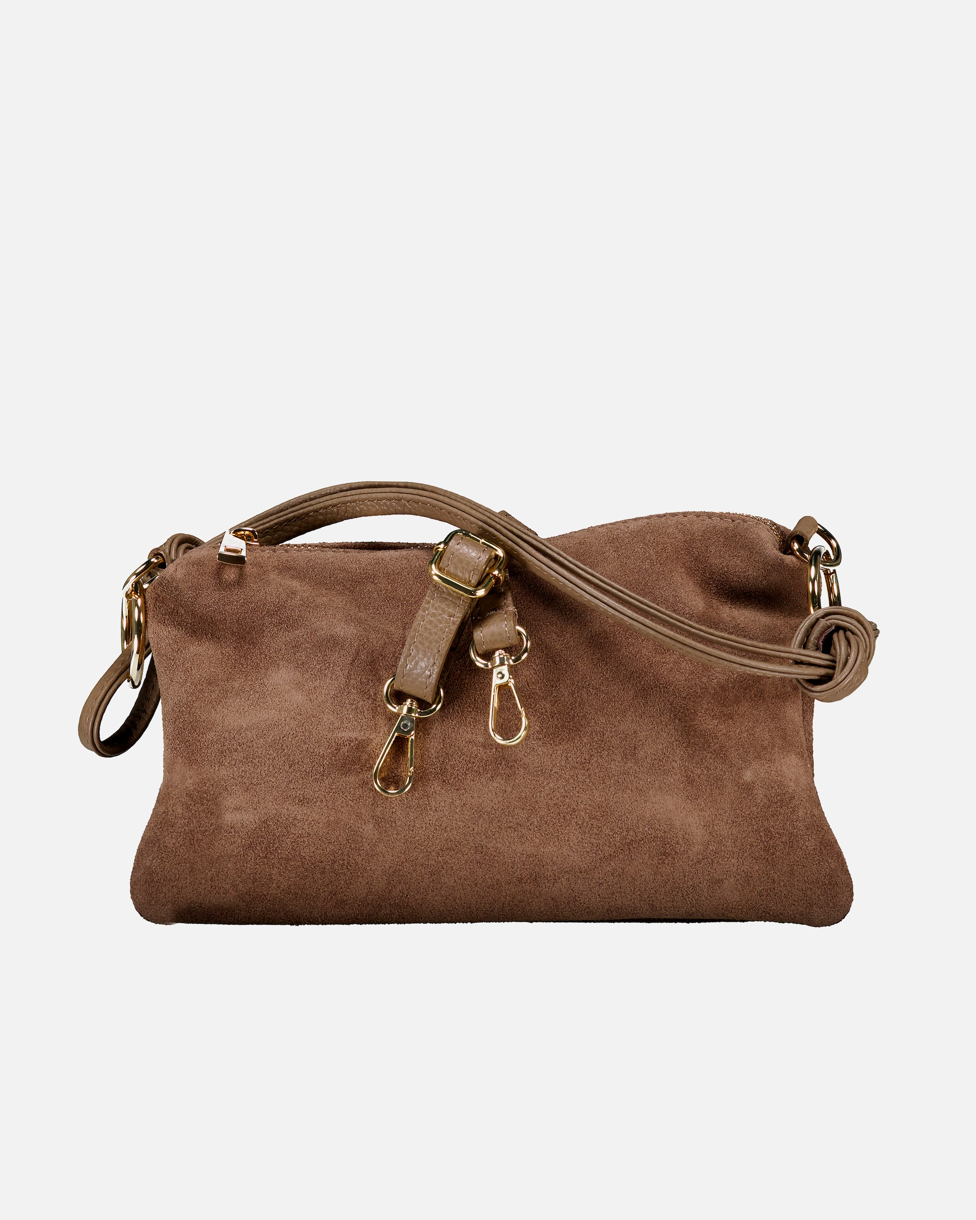 Umhängetasche für Weiblich Hausfelder Manufaktur Umhängetasche Velours mit Goldfittings Taupe