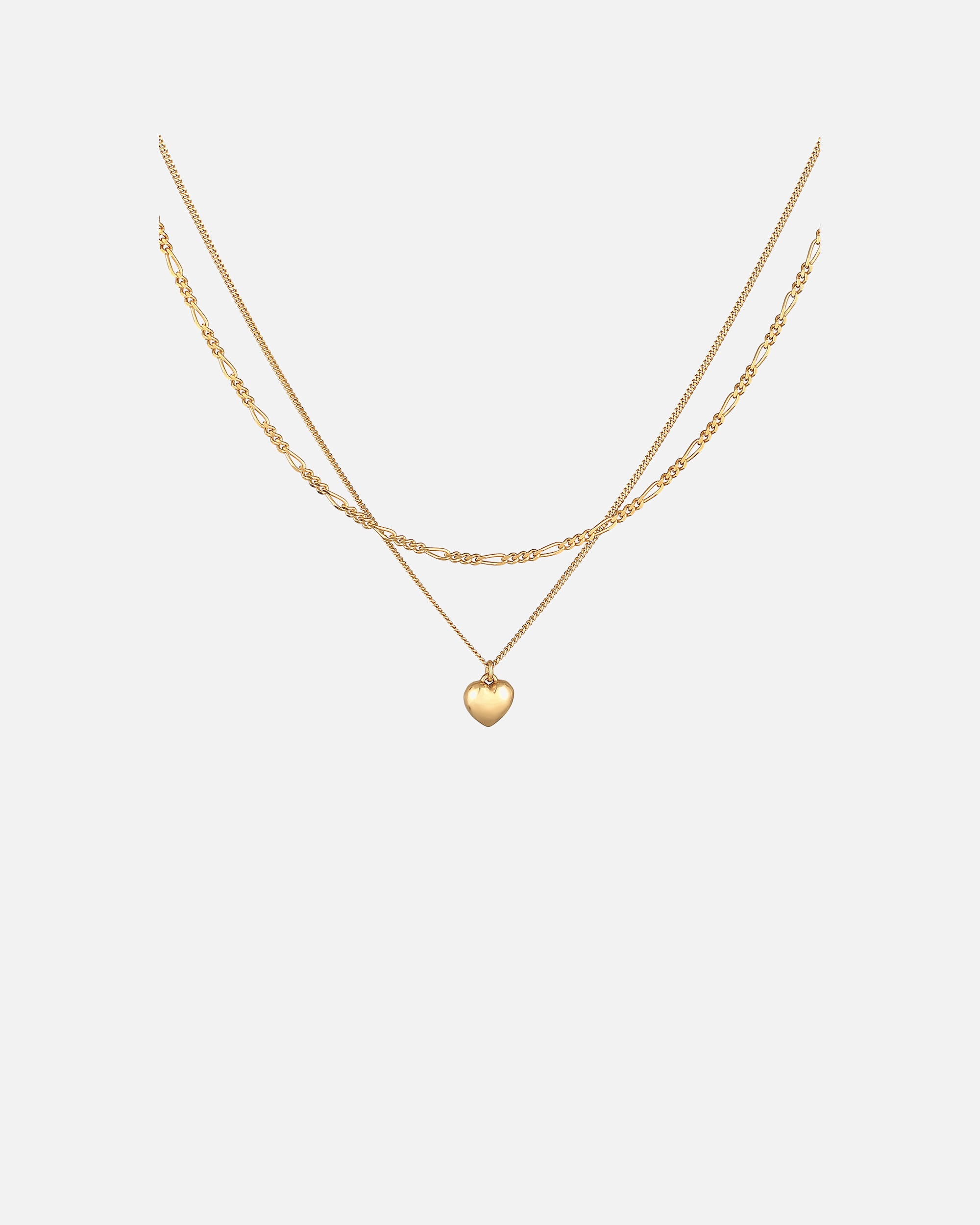 Halskette für Weiblich Elli Elli Halskette Layer Herz Figaro 2-lagig 925 Silber goldfarben