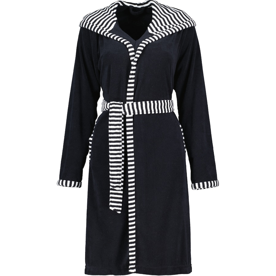 Vossen Bademäntel Damen Kurzmantel mit Kapuze Juno schwarz - 7900 S Schwarz
