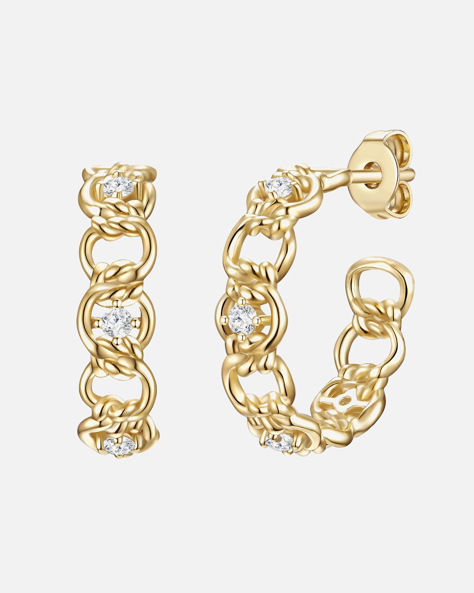 Ohrringe für Weiblich Glanzstücke München Creolen Sterling Silber Zirkonia in Gelbgold 19,2 mm