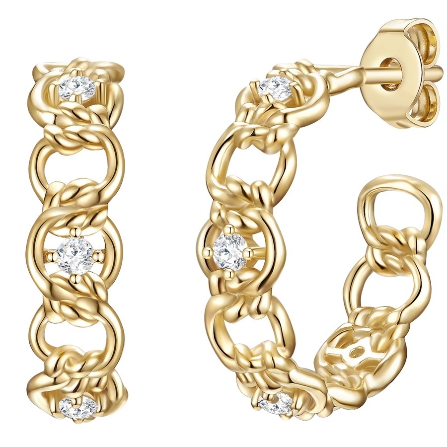 Glanzstücke München Creolen Sterling Silber Zirkonia in Gelbgold 19,2 mm Damen