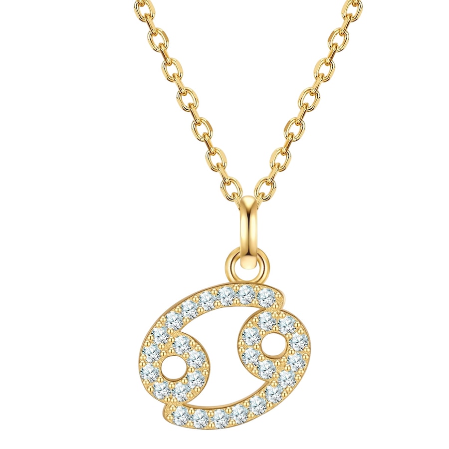 Glanzstücke München Halskette Sternzeichen Krebs aus Sterling Silber in gelbgold mit Zirkonia 40,0 cm Basiskette + 5,0 Verlängerung Damen