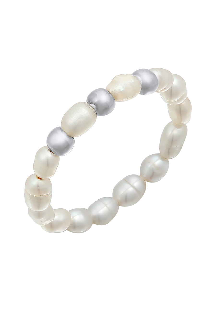 Elli Ring Süßwasserperlen Beads 925 Silber vergoldet 58 Damen
