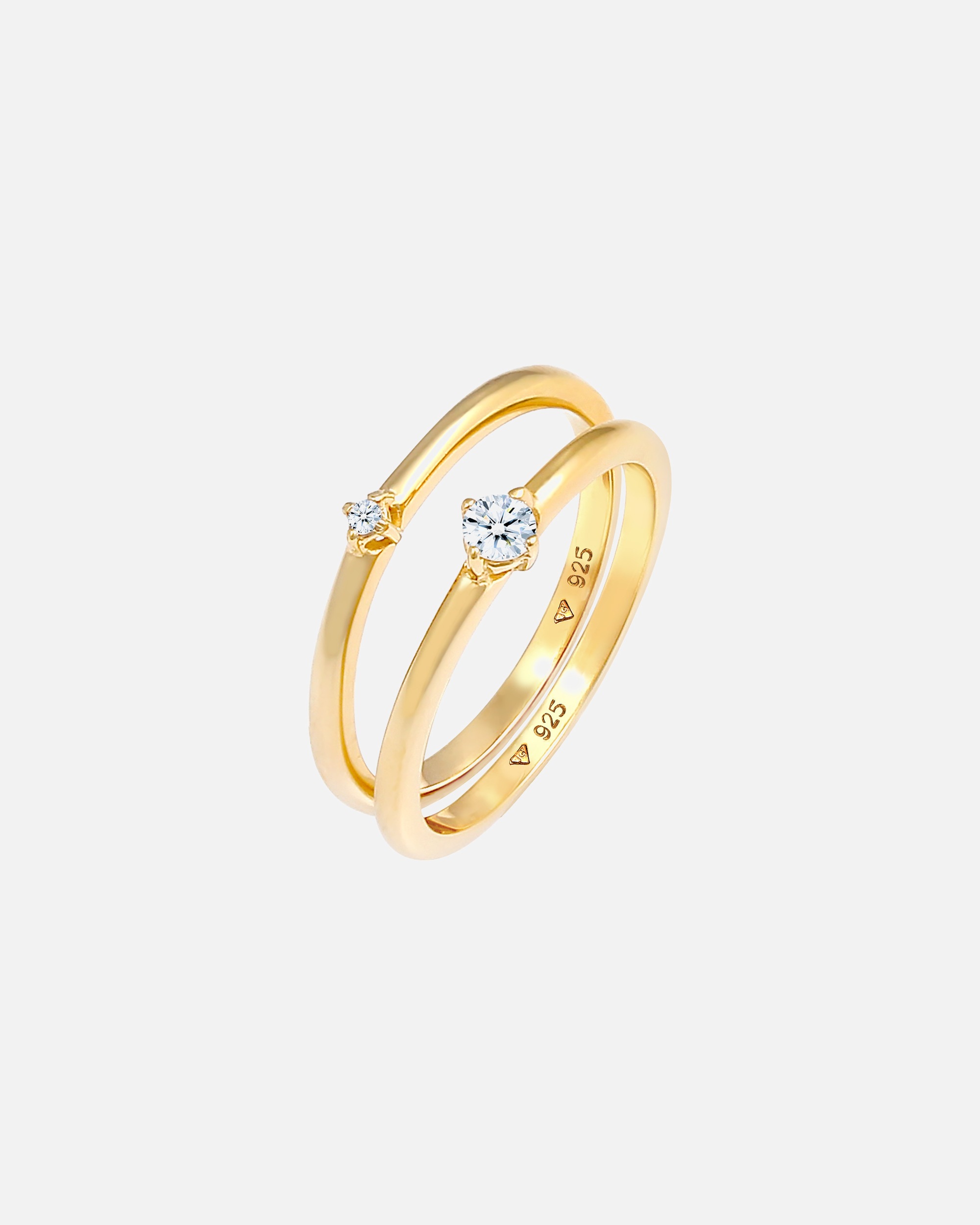 Ring für Weiblich Elli DIAMONDS Solitär Diamanten (0.125 ct.) 2er Set 925 Silber 58