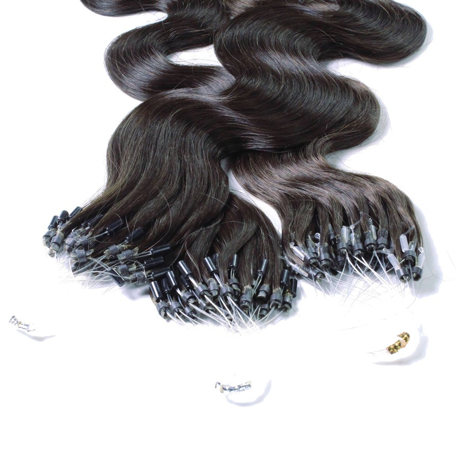 hair2heart Microring Extensions Echthaar #4/0 Mittelbraun 0.5g 40cm Schwarz Damen