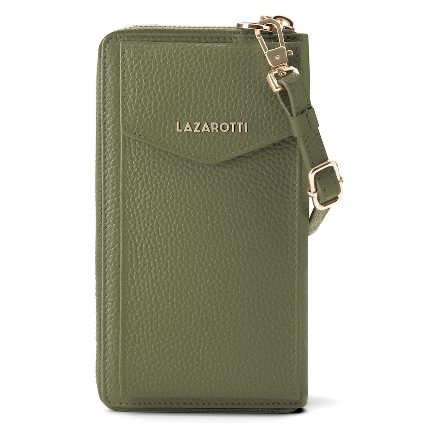 Lazarotti Bologna Leather Zip-Around Geldbörse Handytasche Leder 19 cm olive Grün Damen
