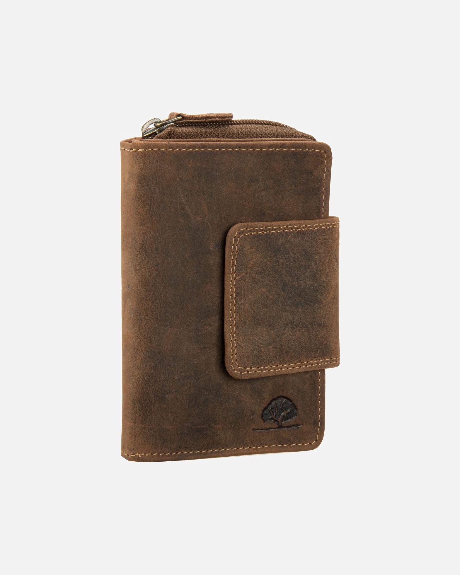 Portemonnaie für Unisex Greenburry Geldbörse Vintage RV-Riegelbörse Sattelbraun