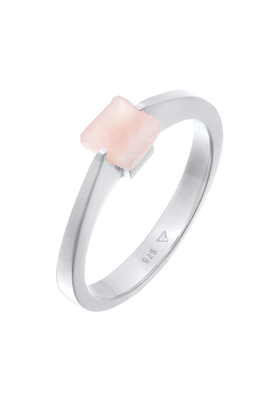 Elli PREMIUM Ring Solitär Rosa Quarz Edelstein Viereck 925 Silber 64 Damen