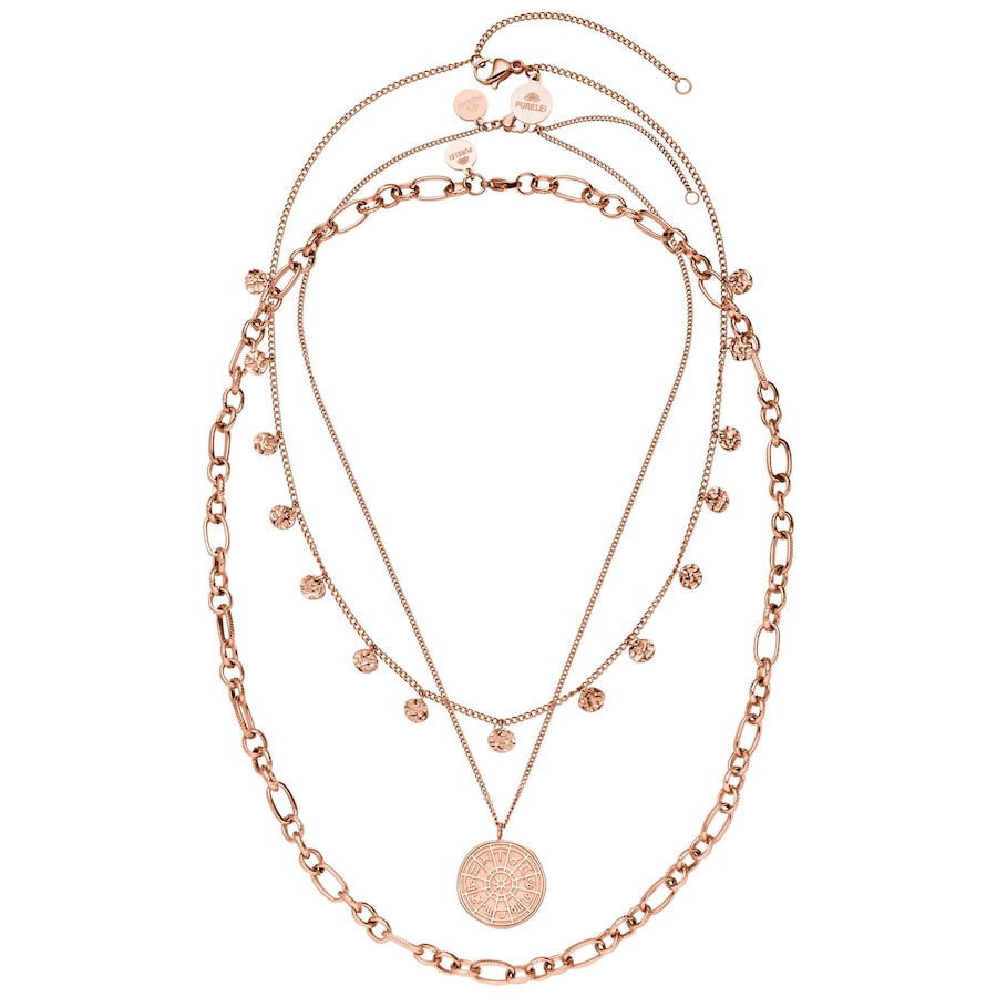 Purelei Hanalei Halsketten-Set 100% Edelstahl Rosegold Hellbraun