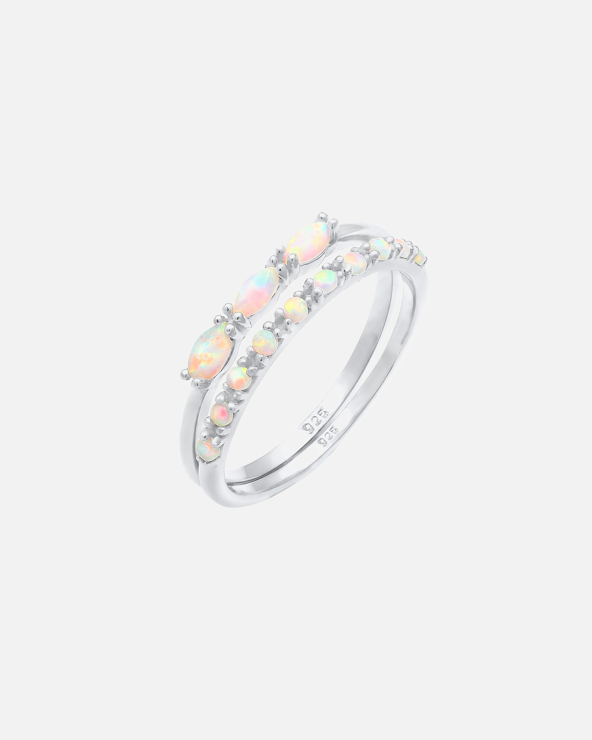 Ring für Weiblich Elli Set Vintage Design Synthetischer Opal 925 Silber 54