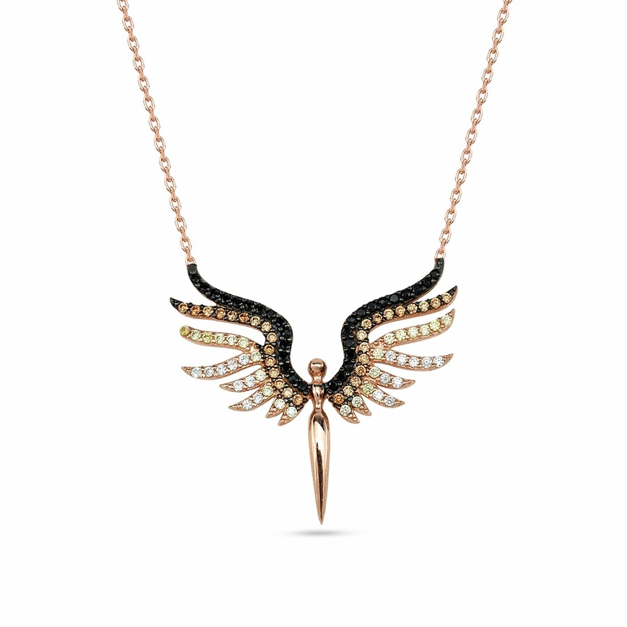 dKeniz Anhänger mit Kette 925/- Sterling Silber Zirkonia weiß 42 cm + 3cm Damen