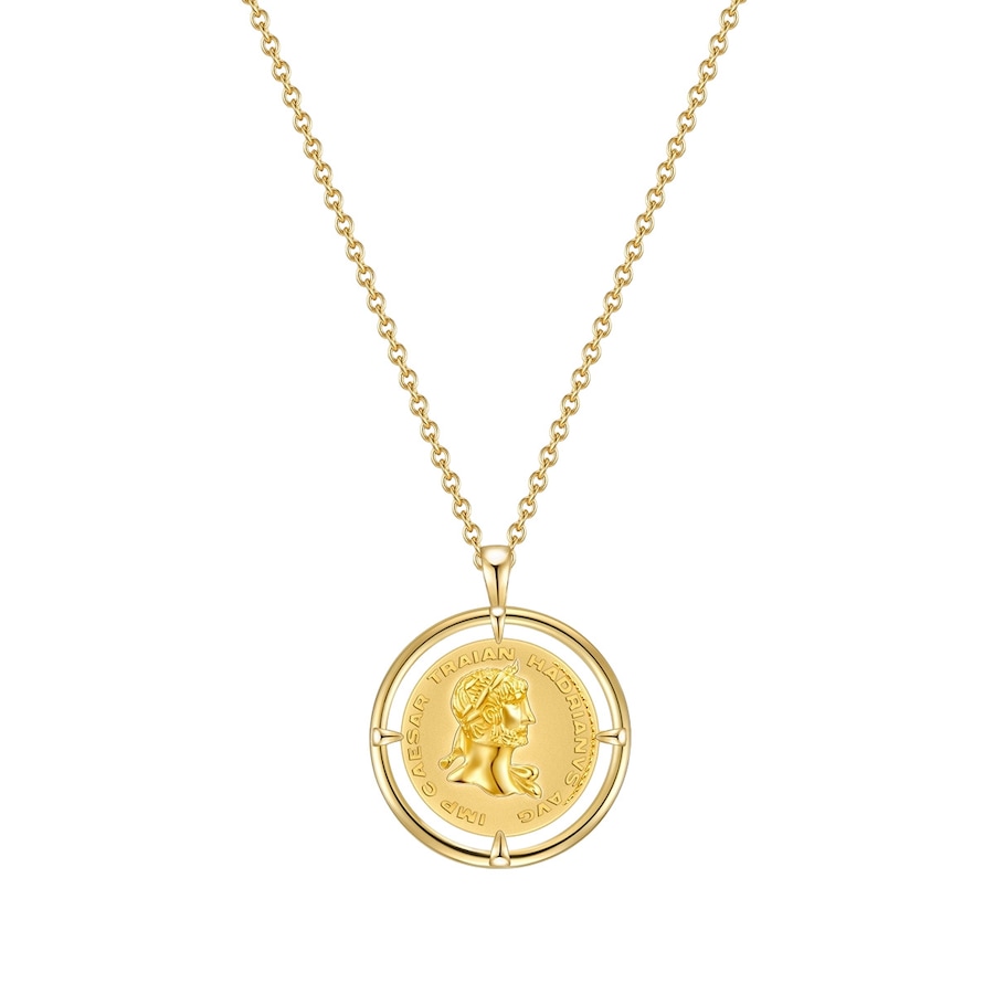 Lulu & Jane Halskette Münze aus Messing in Gelbgold 45,0 cm Basiskette + 5,0 Verlängerung Damen