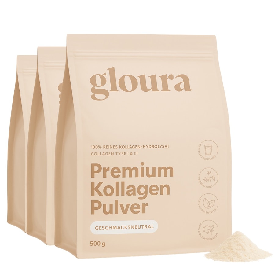 Gloura Premium Kollagen Hydrolysat Pulver (Typ 1 & 3) - Geschmacksneutral Geschmacksneutral, 3x 500g 1500 g