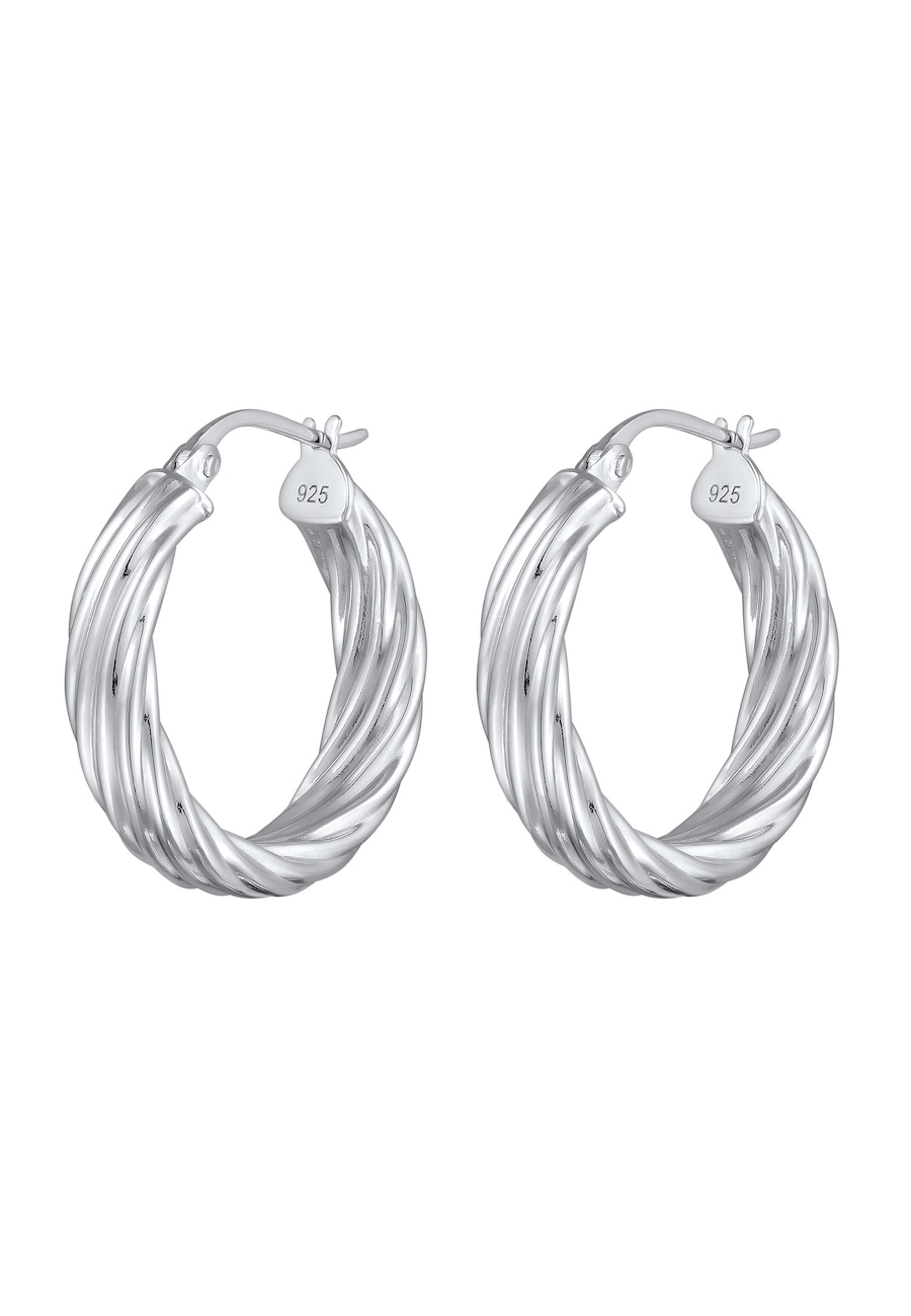 Elli Creolen Damen Twisted Look 925 Sterling Silber silberfarben