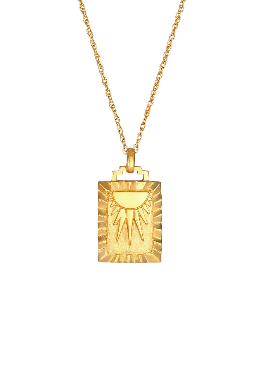 Elli Sonne Strahlen Münze Rechteck Vintage 925er Silber 50 Damen